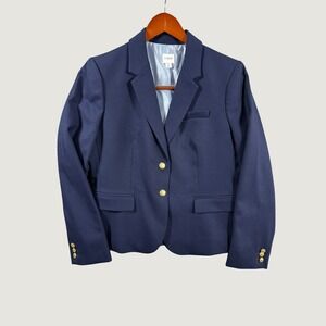 J.Crew Schoolboy Blazer Women's 12 Navy Wool Blend Gold Button Career Preppy